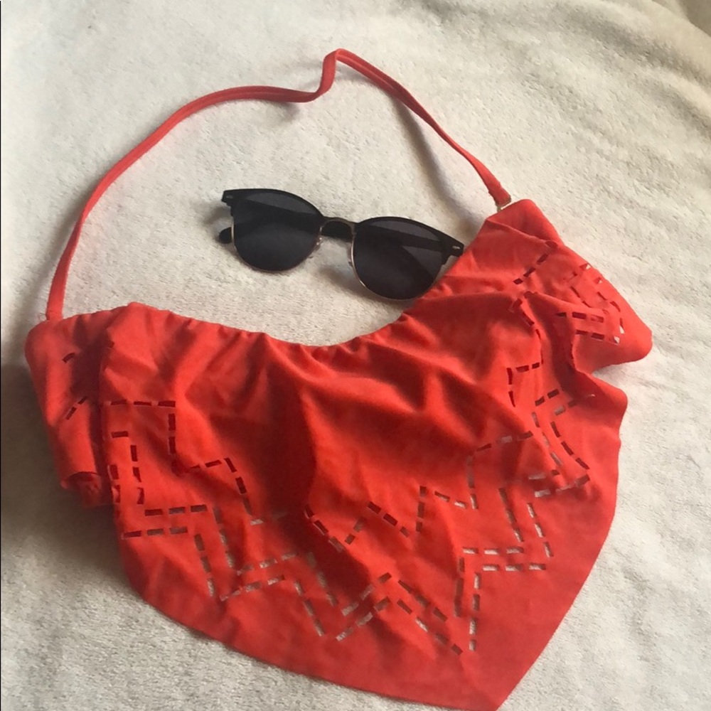 Bright Red Strapless Bikini Top